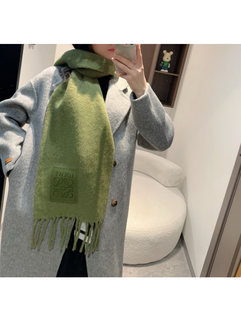 Loewe Luxurious Wool & Mohair Scarf | Stockholm Colorful Palette with Embossed Logo Patch