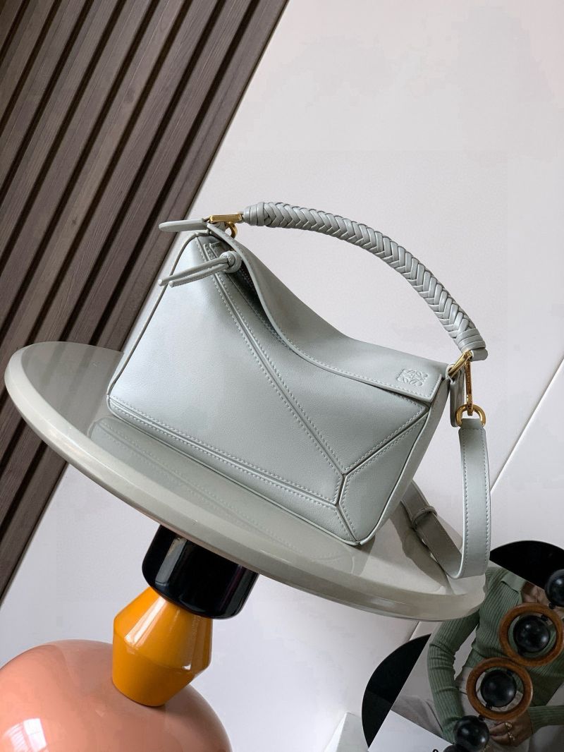 Loewe Small Puzzle Edge Bag in Satin Calfskin Ash Grey A510P60X30