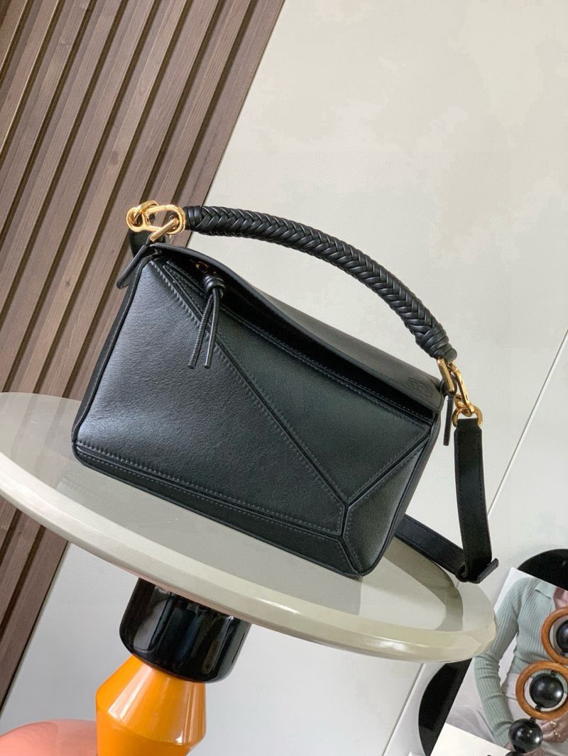 Loewe Small Puzzle Edge Bag in Satin Calfskin Black A510P60X31