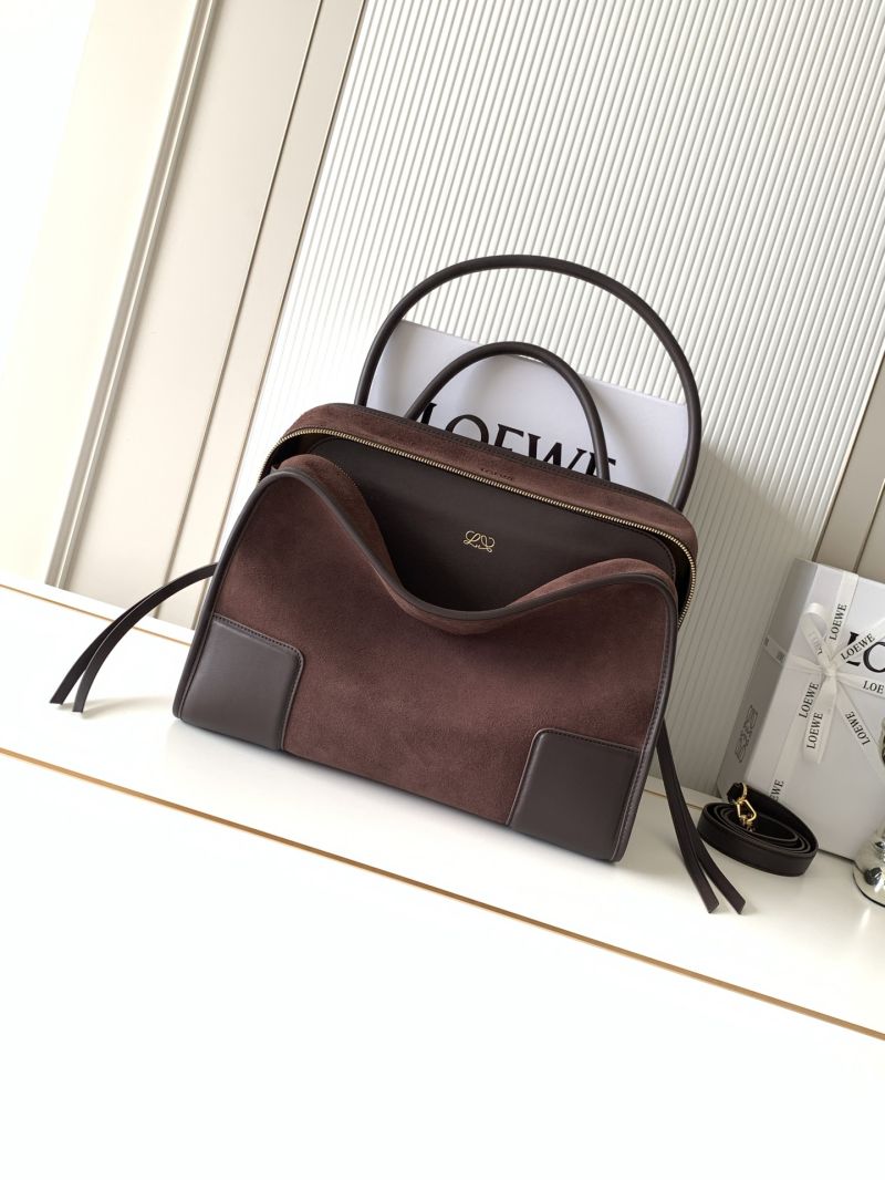 Loewe Paseo Bag in Suede and Calfskin Dark Chocolate A709P50X11