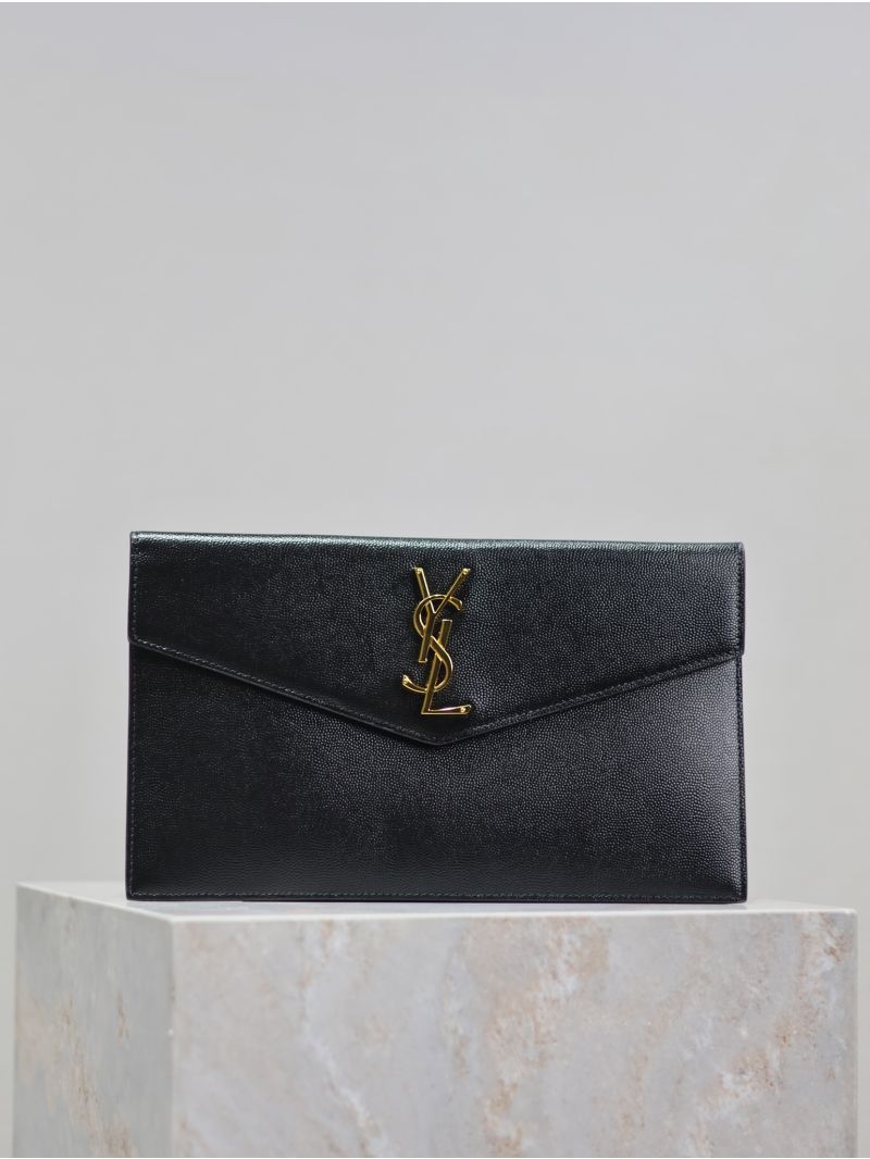 YSL-Saint Laurent Uptown Pouch in Grain de Poudre Embossed Leather Black 565739