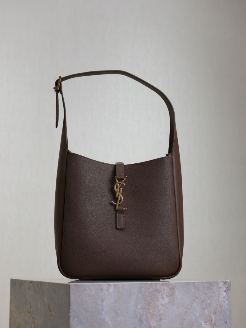 Saint Laurent LE 5À7 Supple Small Hobo Bag in Grained Leather Pecan Brown 713938