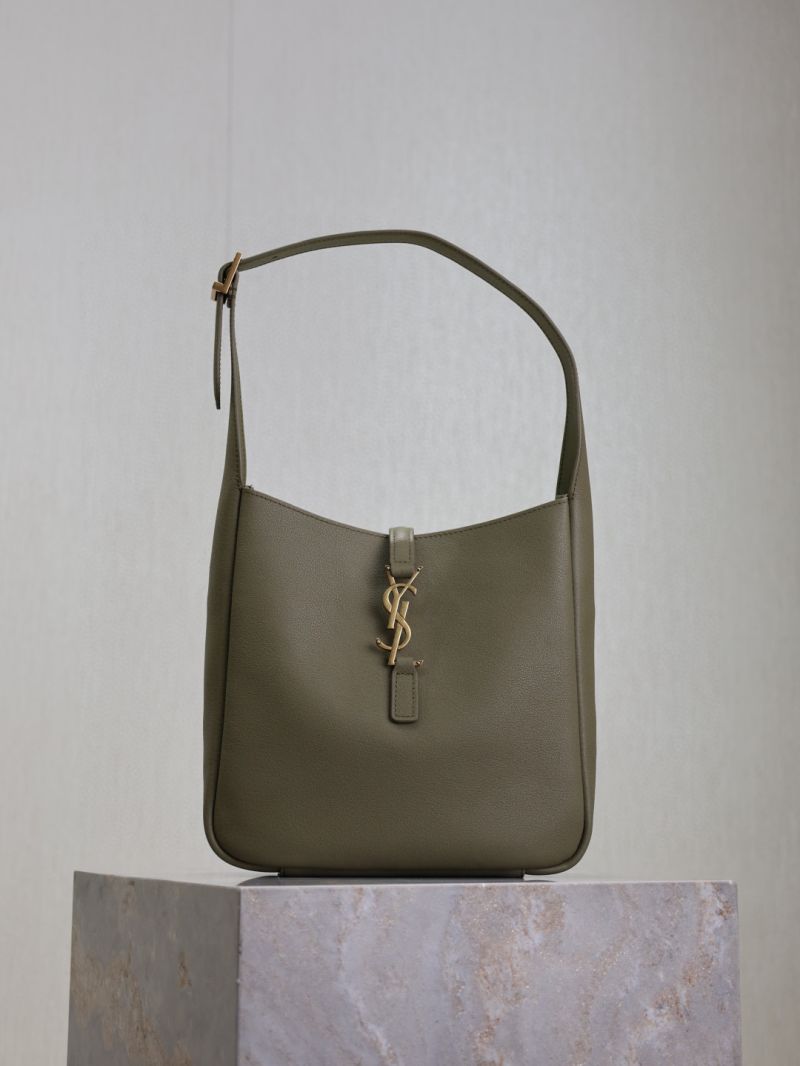 Saint Laurent LE 5À7 Small Supple Hobo Bag in Grained Leather Dark Olive 713938AAAUQ3353