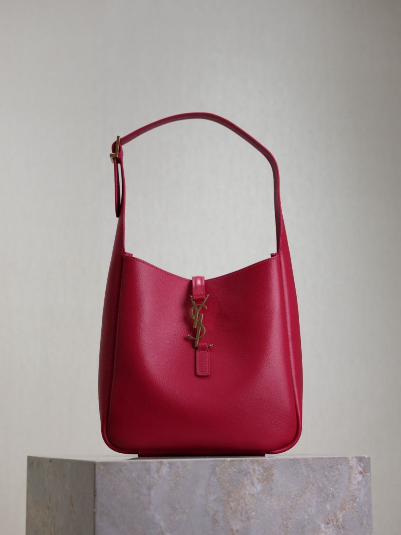 Saint Laurent Le 5 À 7 Soft Small Hobo Bag in Grained Leather Fuchsia 713938AAAVQ5540