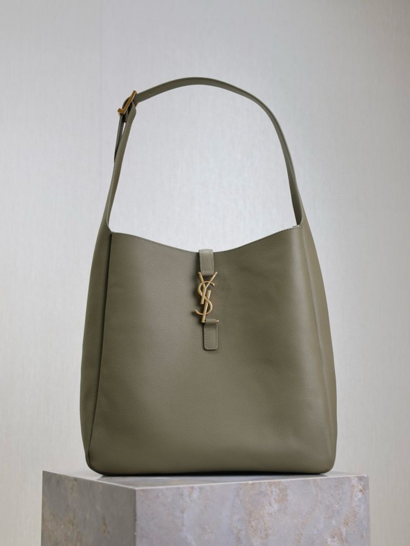 YSL-Saint Laurent LE 5&Agrave;7 Large Soft Hobo in Supple Grained Leather Vert Olive 753837