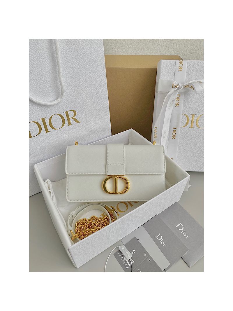 Dior 30 Montaigne East-west Bag in White Calfskin M9334
