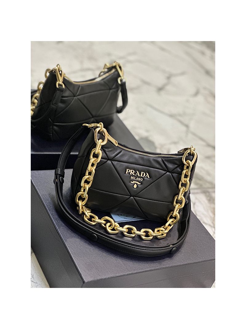 Prada System nappa leather patchwork bag 1BC157 Black