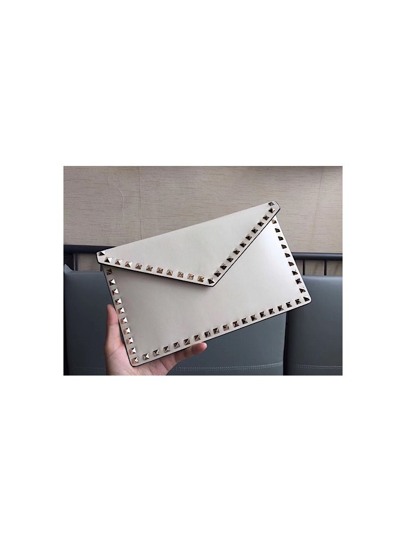Valentino Garavani Rockstud Leather Pouch White