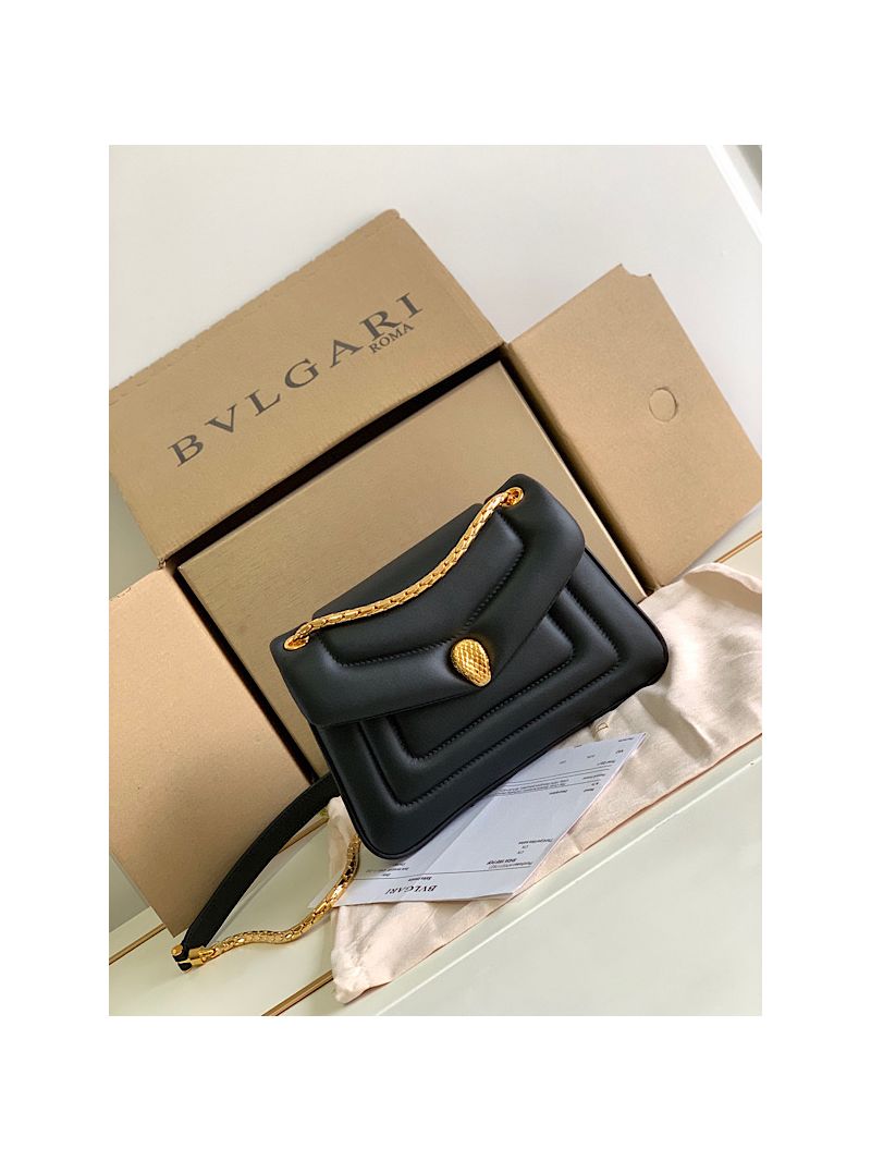 Bvlgari Serpenti Reverse Small Shoulder Bag 292612 Black