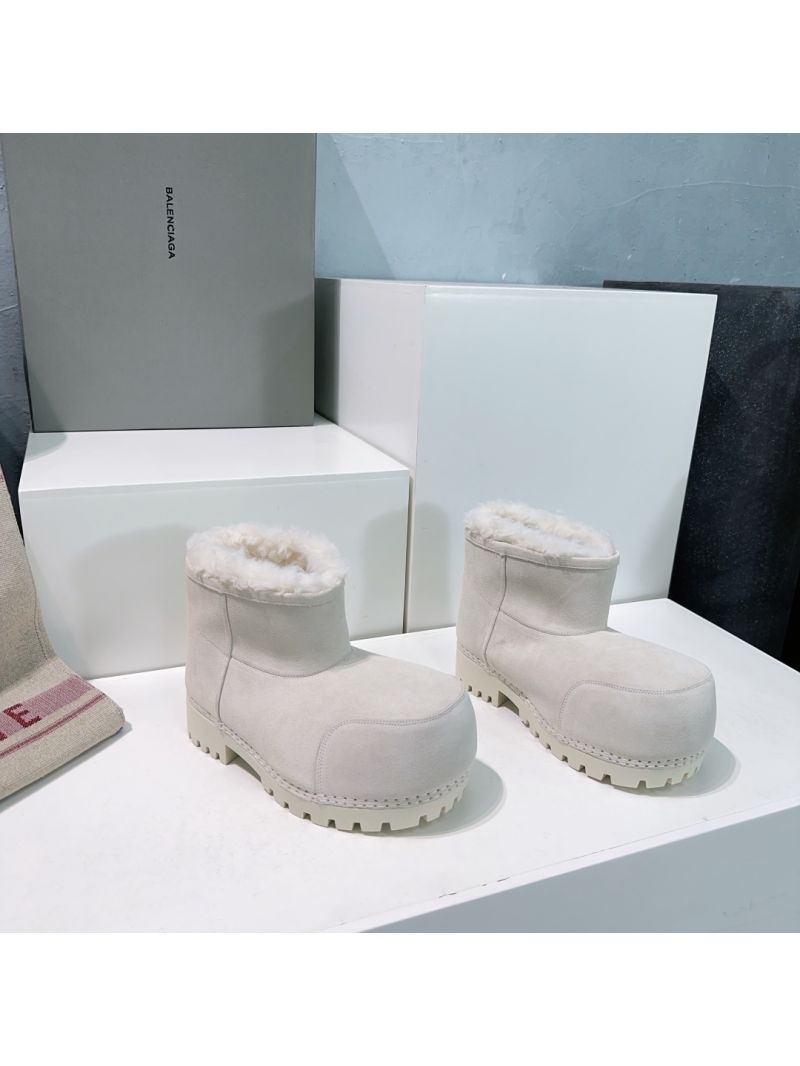 Balenciaga Unisex Alaska Fur Low Boot 802203 White