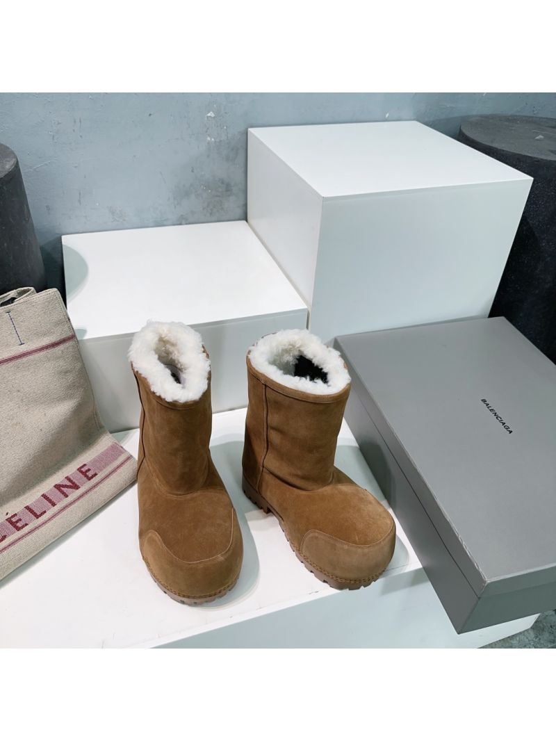 Balenciaga Unisex Alaska Fur Mid Boot 802204 Brown