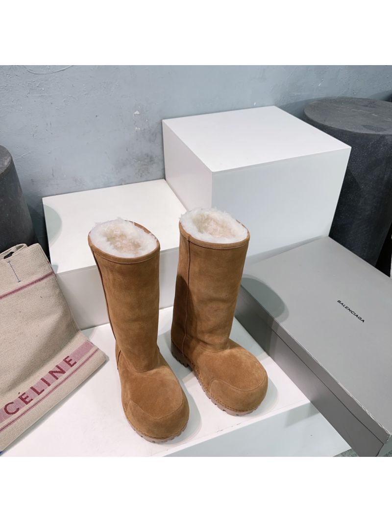 Balenciaga Unise Alaska Fur High Boot 802205 Brown