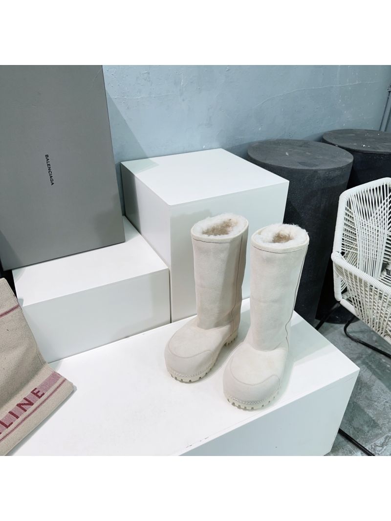 Balenciaga Unisex Alaska Fur High Boot 802205 White