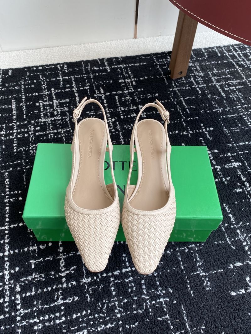 Bottega Veneta Wicker Kitten Heel Slingback Pumps Ivory 392290