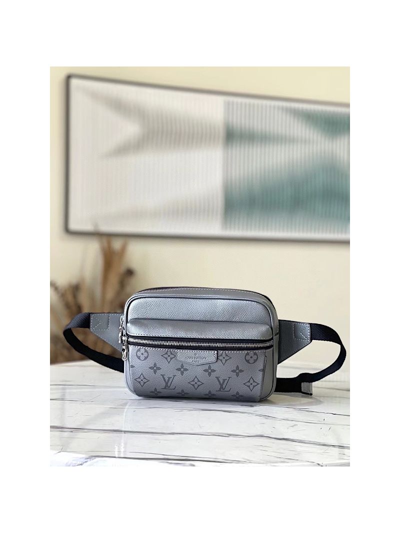 Louis Vuitton LV Outdoor Bumbag Taiga and Monogram Canvas M30245 Gunmetal Gray