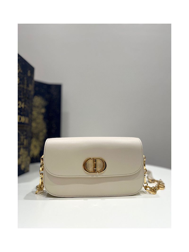 Dior 30 Montaigne Avenue Bag in Dusty Ivory Box Calfskin M9260