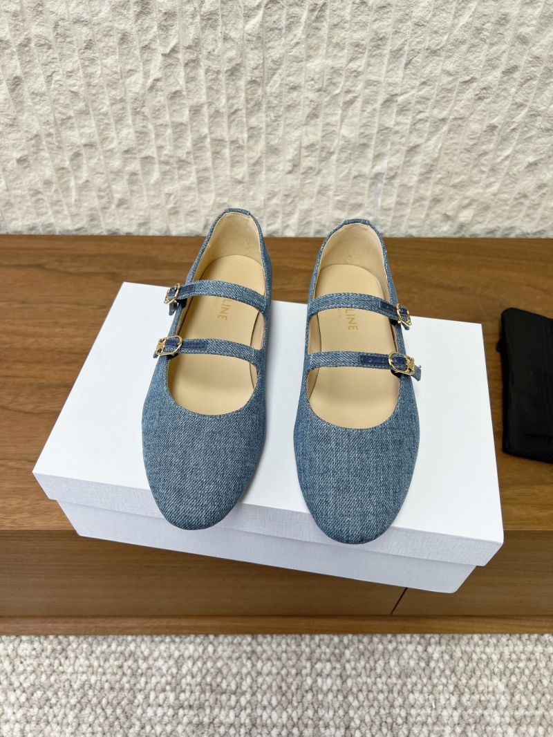LES BALLERINES CELINE DOUBLE STRAP IN LAMBSKIN and denim 360205175C denim blue