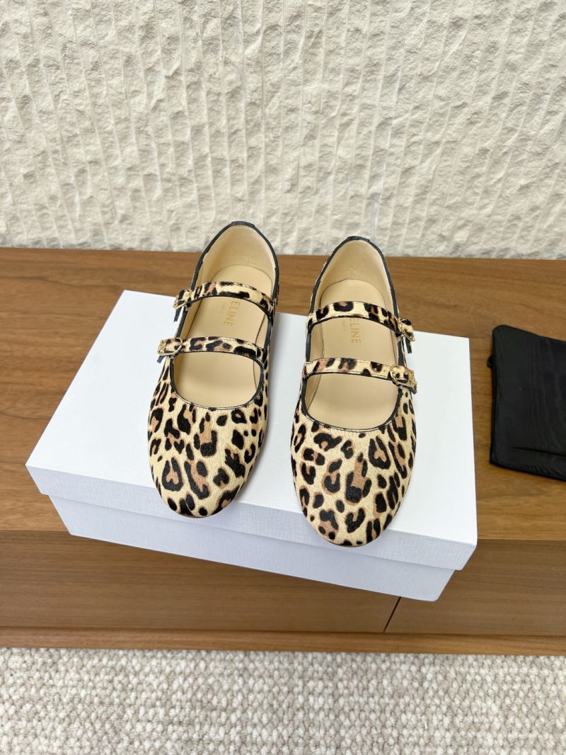 LES BALLERINES CELINE DOUBLE STRAP IN leopard printed hairy 360205175C