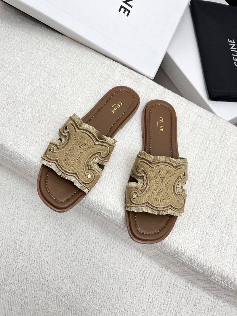 CELINE MARINA FRINGED MULE IN DENIM 362675022 BEIGE