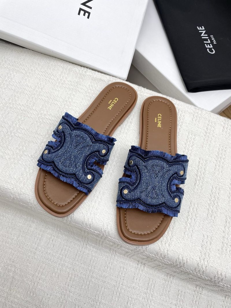 CELINE MARINA FRINGED MULE IN DENIM 362675022 Blue