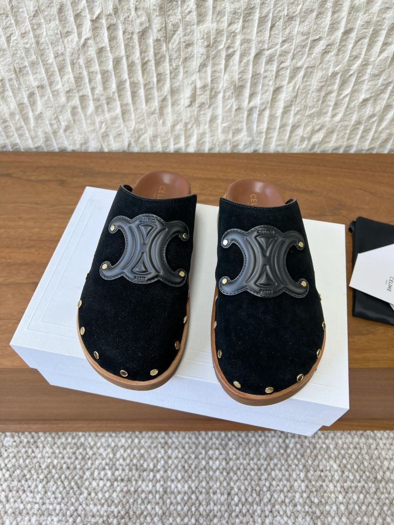 CELINE PITEA CLOG IN Suede Calfskin 363013954C black