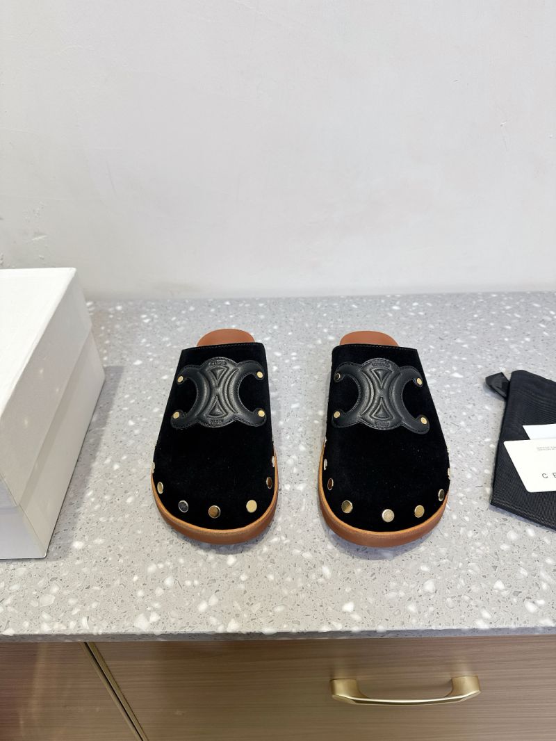 CELINE PITEA CLOG IN SUEDE CALFSKIN 363013954 BLACK
