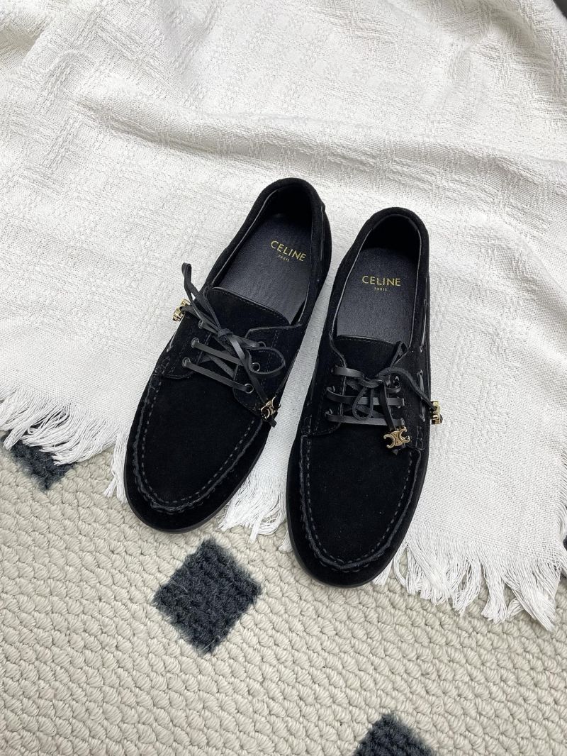 CELINE BATEAU LACE-UP IN SUEDE CALFSKIN 363405122C Black