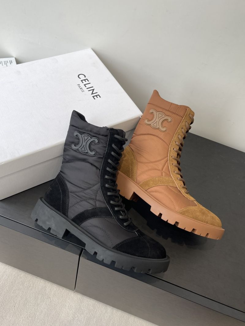 CELINE MARGARET BOOT IN NYLON AND SUEDE CALFSKIN 365115243C DARK BEIGE