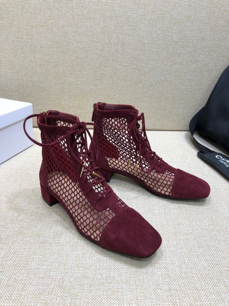 Dior Naughtily-D Ankle Boot Burgundy Mesh and Suede Calfskin KCI492