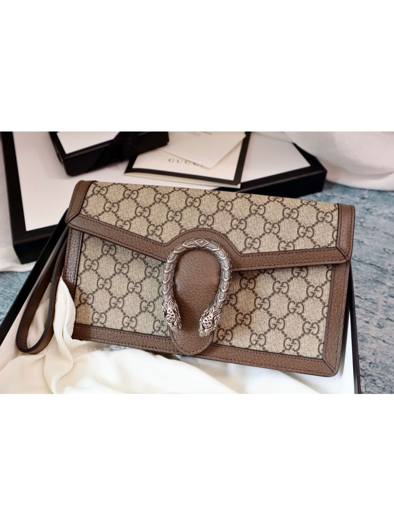 Gucci Dionysus GG Supreme Clutch 621197 Brown 