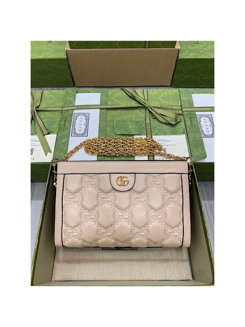 Gucci GG Matelassé leather small bag 702200 Pink