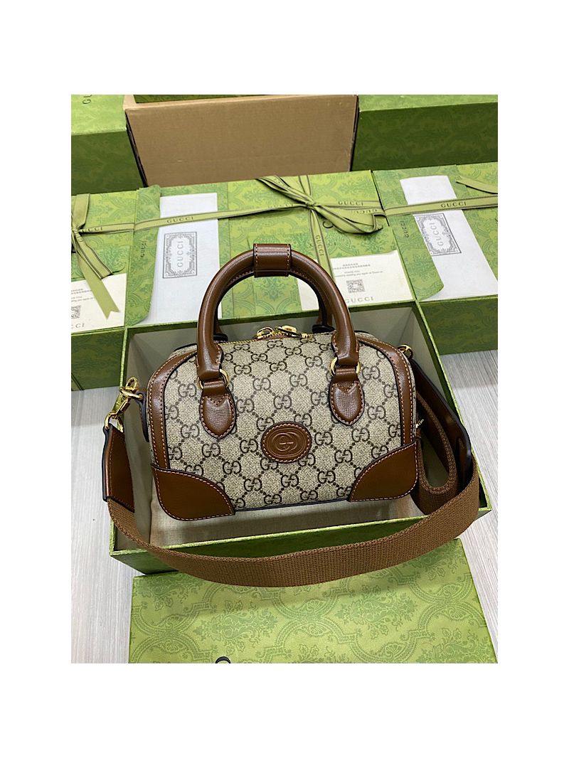 Gucci Small duffle bag with Interlocking G 723307 Brown