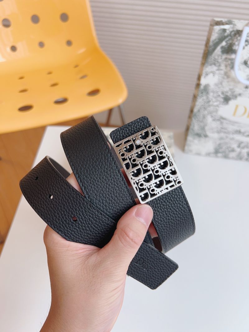 Dior Oblique Cosmo Belt Grained Calfskin 4963PL Black Burgundy