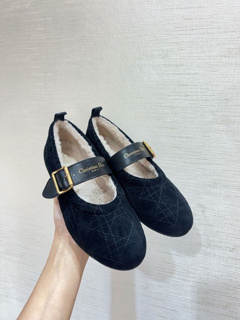 DIORALPS DIOR FROST BALLET FLAT BLACK CANNAGE SUEDE CALFSKIN KCF040C