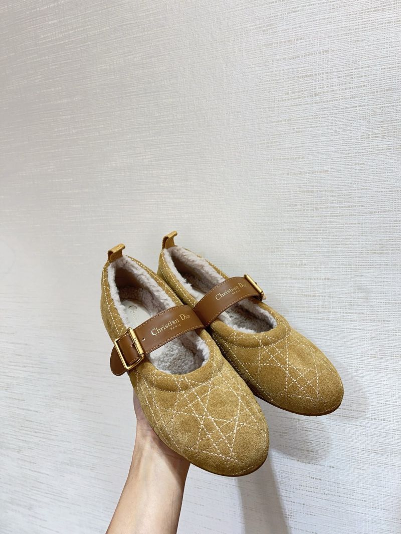 DIORALPS DIOR FROST BALLET FLAT CAMEL CANNAGE SUEDE CALFSKIN KCF040C