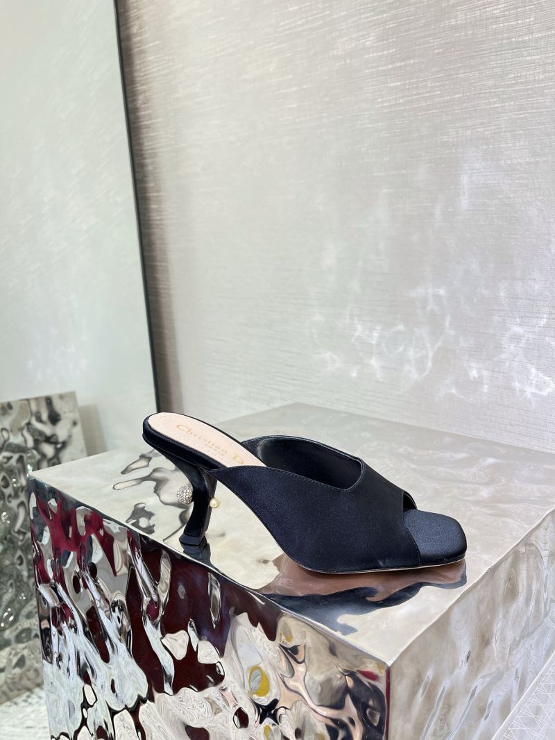 Dior Tribales Heeled Slide Black Satin KCO153SAT