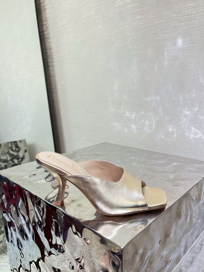 Dior Tribales Heeled Slide Gold-Tone Laminated Lambskin KCO193LAM