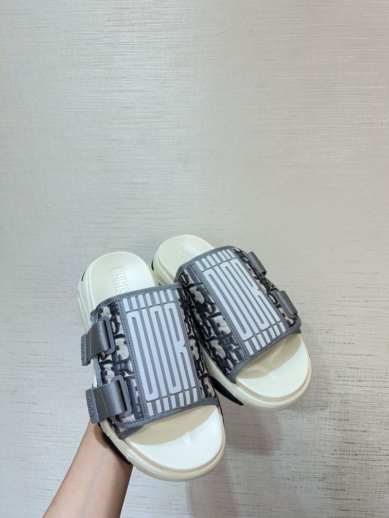 Dior D-Wander Slide Grey and White Technical Fabric with Dior Graphique Motif KCO279