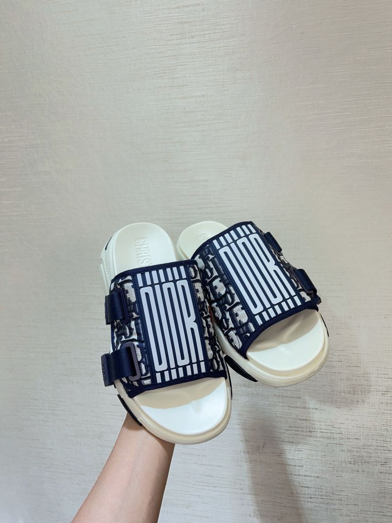 Dior D-Wander Slide Navy White Technical Fabric with Dior Graphique Motif KCO279