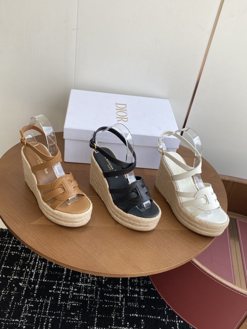 DIOR D-CLUB WEDGE SANDAL CALFSKIN HEEL 9.5CM KCO346C BLACK