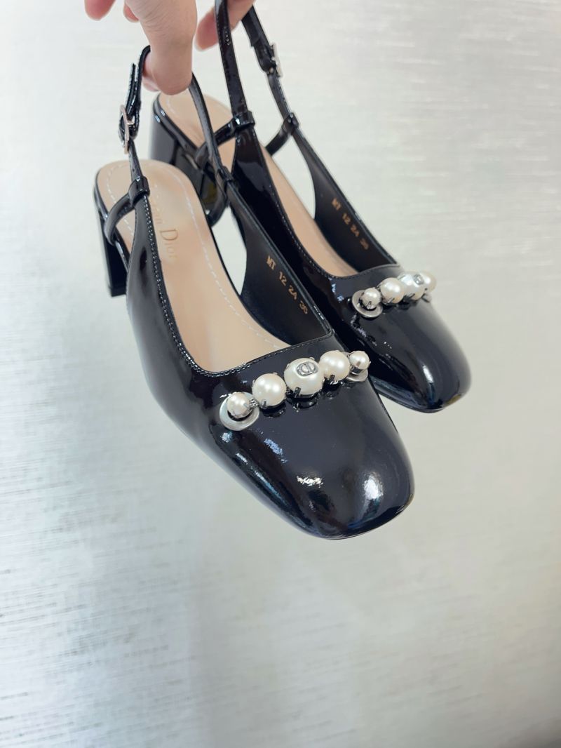 Dior Paris Slingback Pump Black Patent Calfskin KCV346