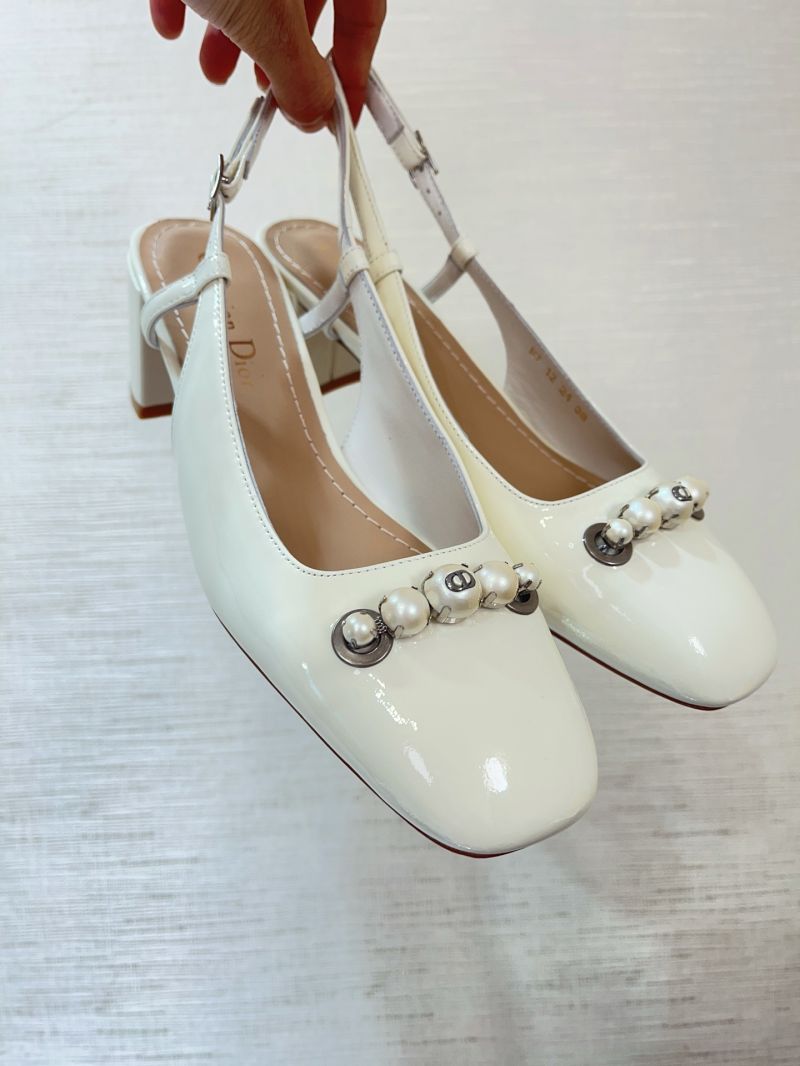 Dior Paris Slingback Pump White Patent Calfskin KCV346