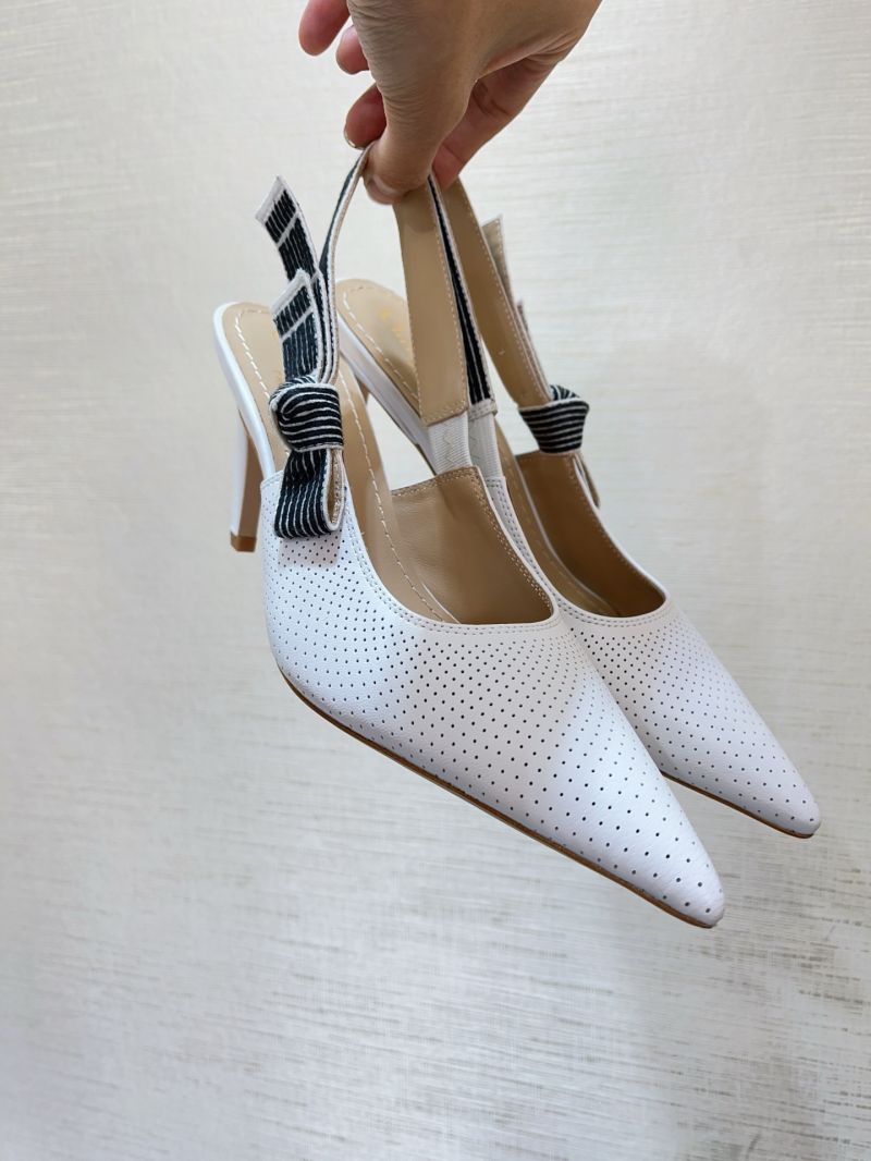 Dior Toujours Slingback Pump 8cm White Perforated Supple Lambskin KCV371