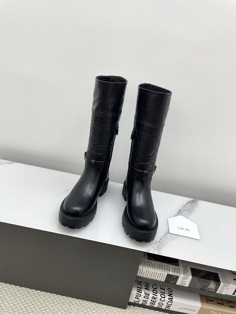 DIOR D-TOWN BOOT BLACK CALFSKIN AND LAMBSKIN WITH EMBROIDERED CANNAGE MOTIF KDT210C