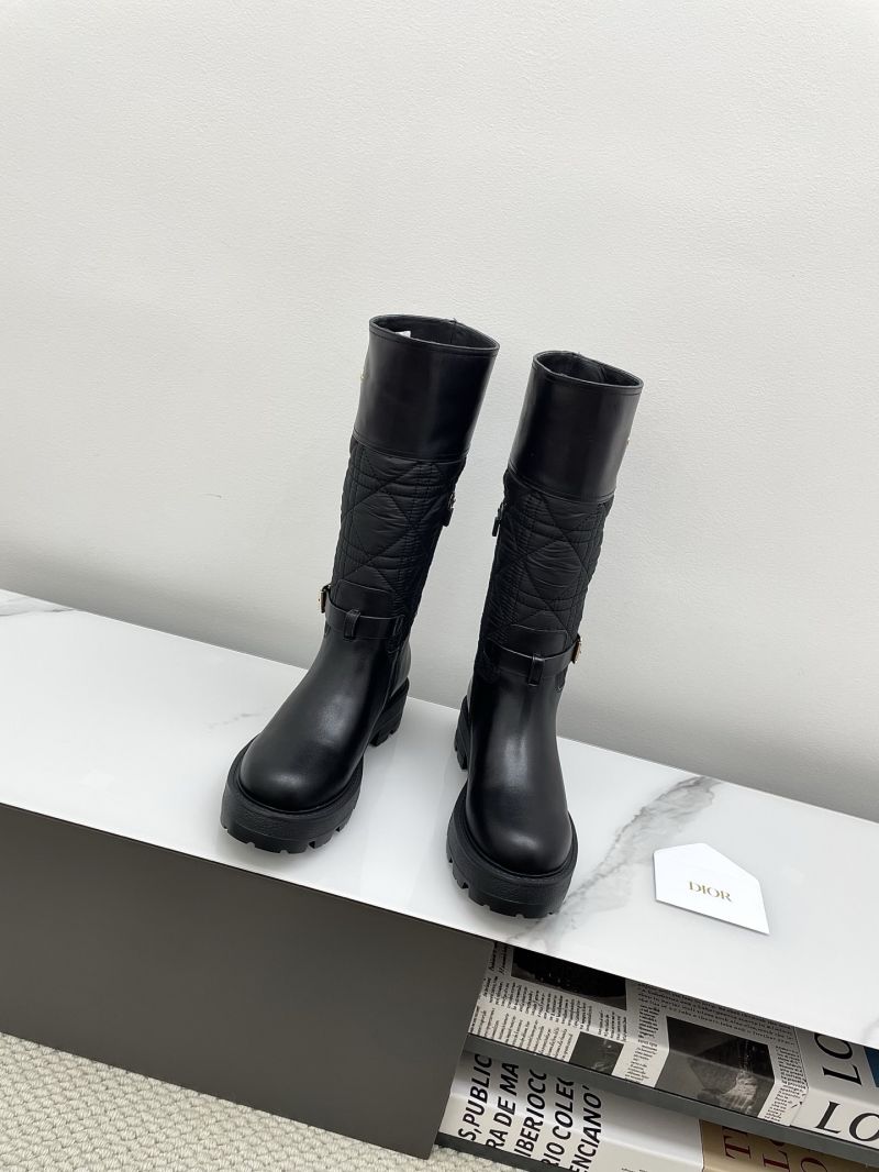DIOR D-TOWN BOOT BLACK CALFSKIN AND NYLON WITH EMBROIDERED CANNAGE MOTIF KDT210C