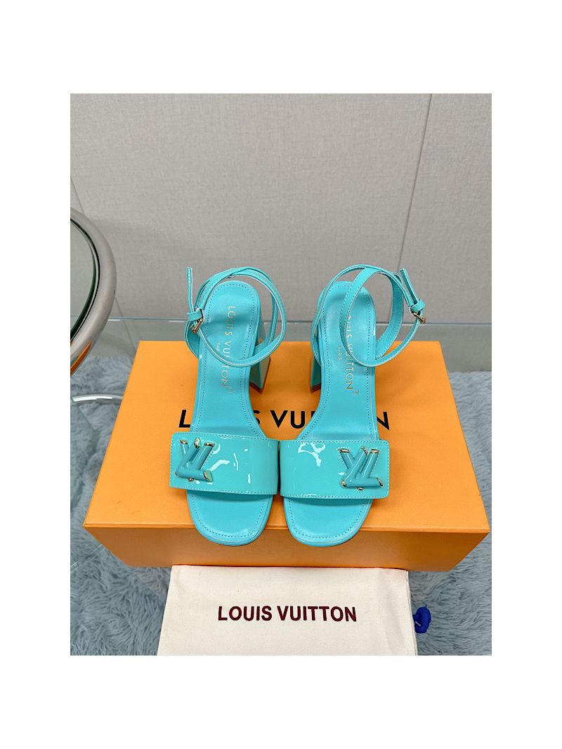 Louis Vuitton LV Shake Sandal 55mm 95mm 1AB2MQ Patent calfskin Vert d'Eau Green