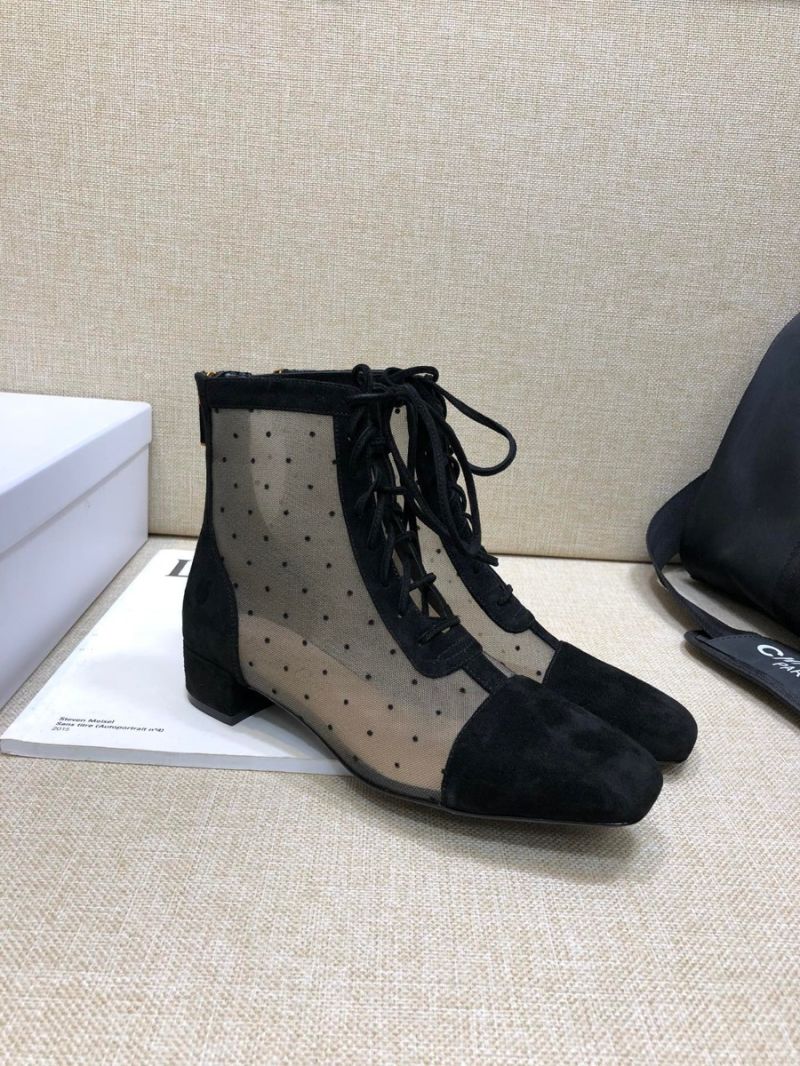 Dior Naughtily-D Ankle Boot Black Plumetis Tulle and Black Suede Calfskin KCI492