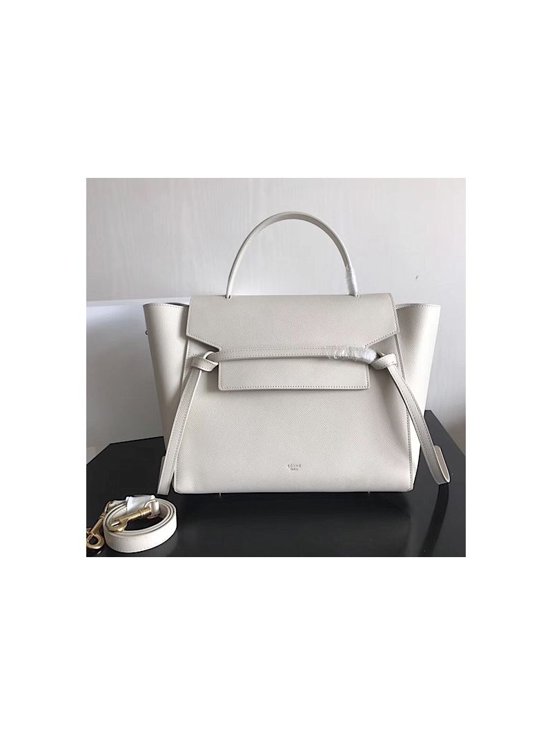 Celine Belt Bag In White Grained Calfskin 2 sizes