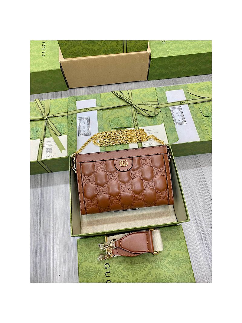 Gucci GG Matelassé leather small bag 702200 Caramel