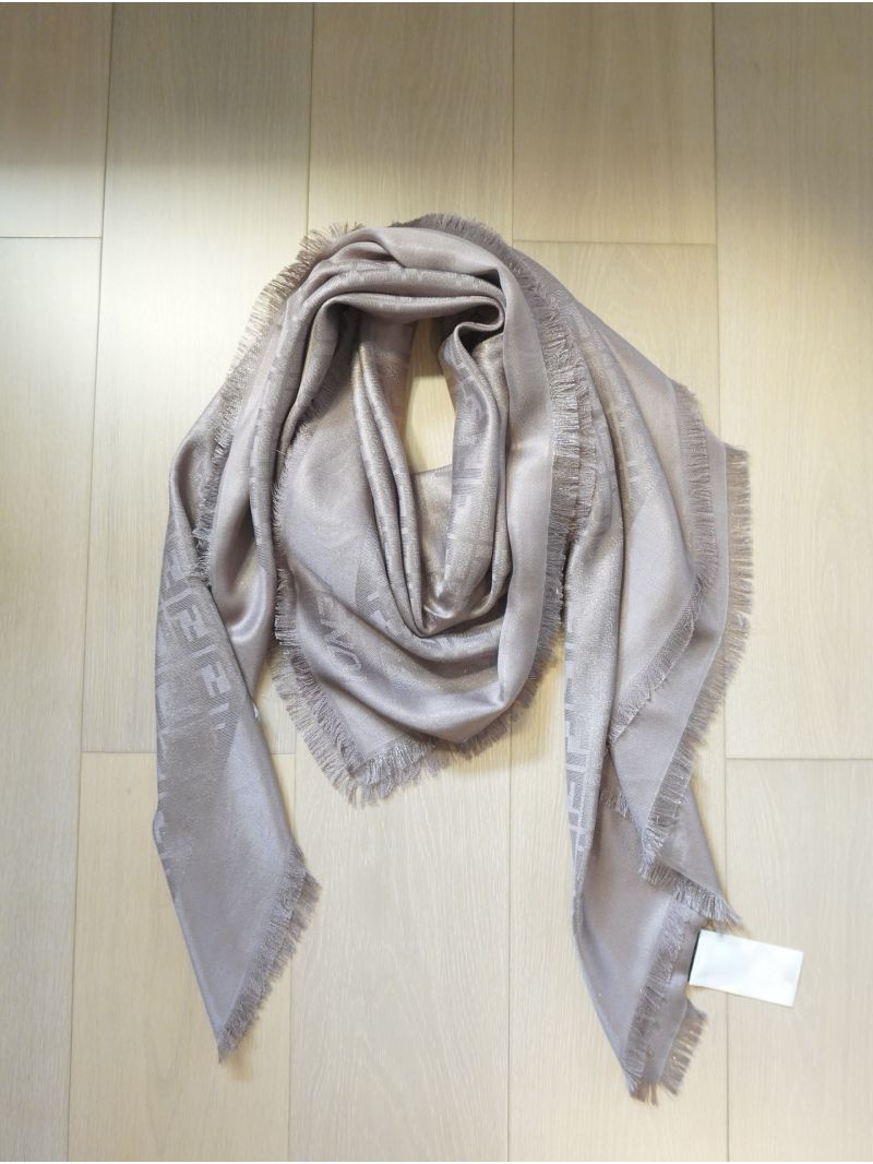 Fendi FF Shawl Dove grey shawl with Silk blend metallic yarn FXT069A